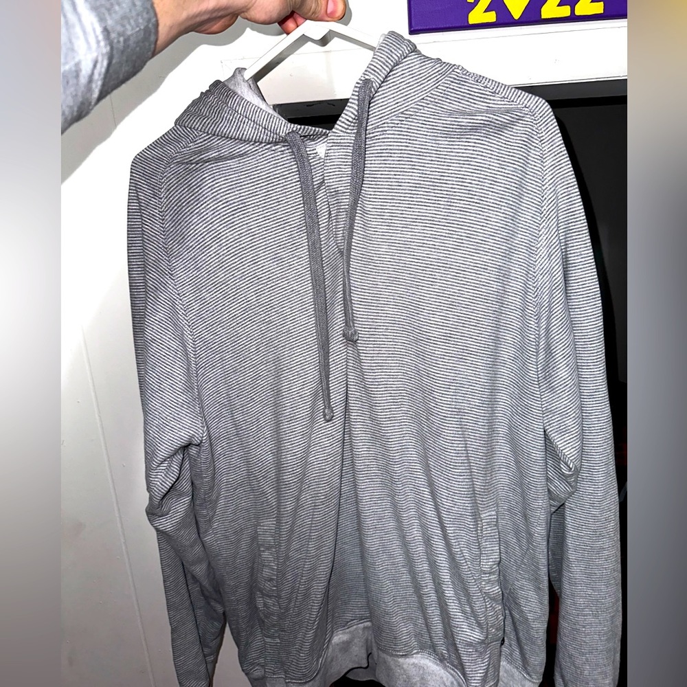 Y2K Vintage Chaps Lightweight Hoodie Sweatshirt (Light grey/Dark grey)